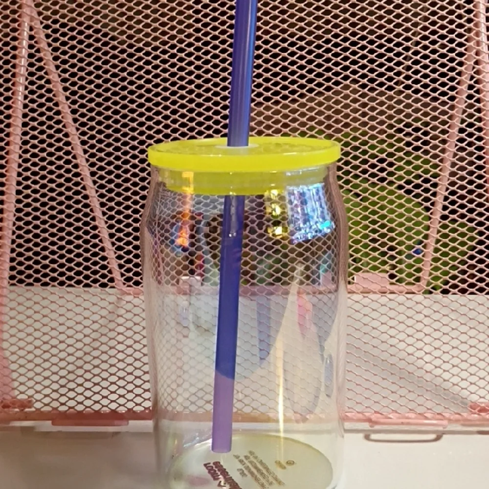 Yellow and Purple Party Tumbler with Straw